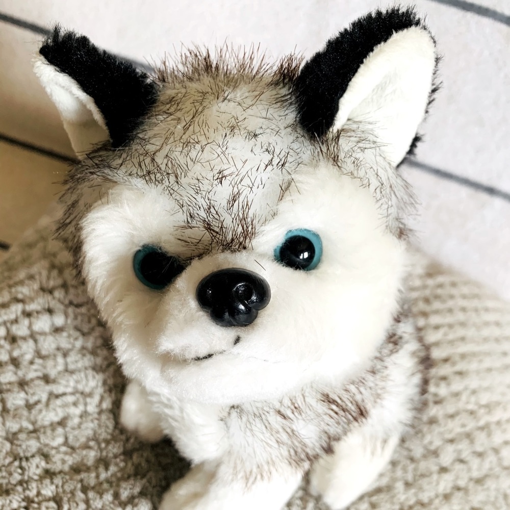 Gray-White Small Husky Plushie Stuffed Animal Toy